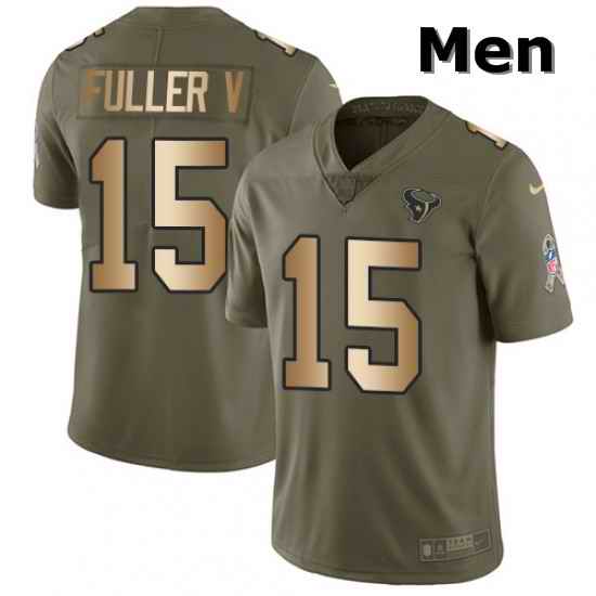Men Nike Houston Texans 15 Will Fuller V Limited OliveGold 2017 Salute to Service NFL Jersey